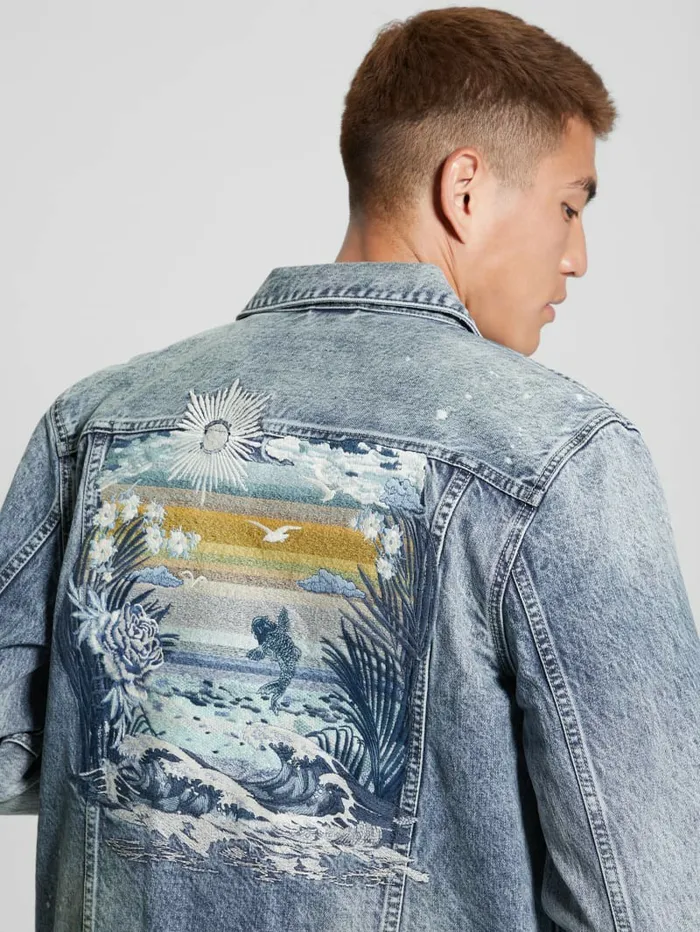 Jackets and Coats GUESS Men Eco Dillon Embroidered Denim Jacket Avalon