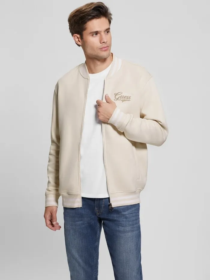 Jackets and Coats GUESS Men Eco Embroidered Flight Jacket Vanilla Blush