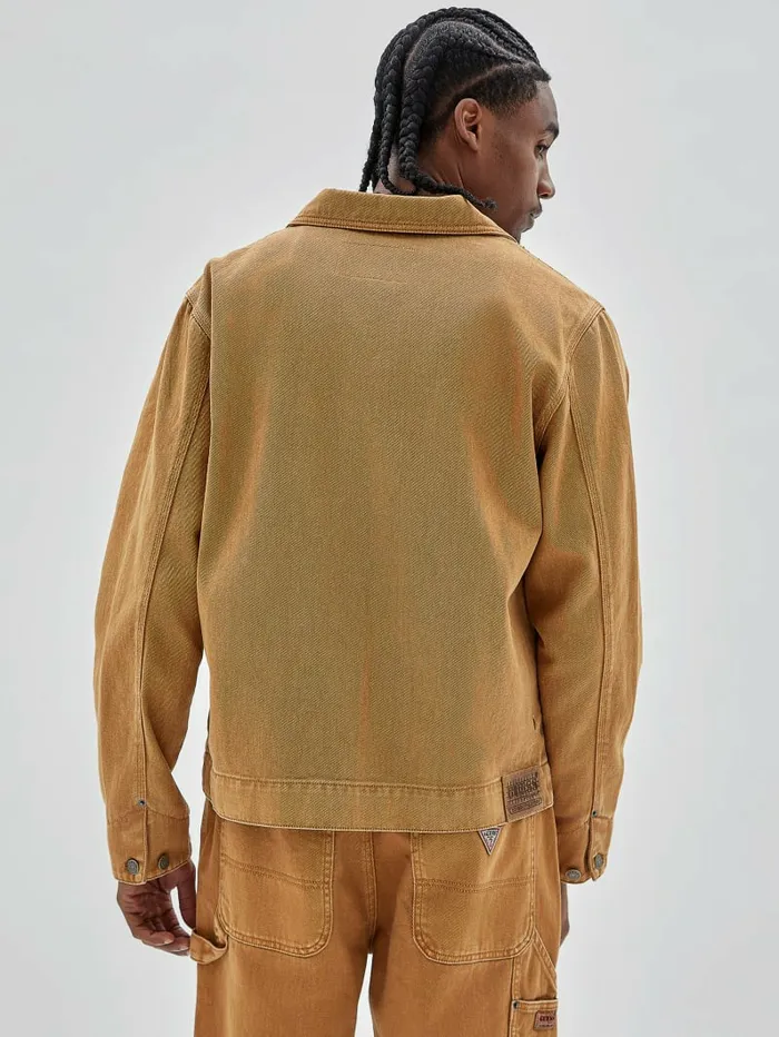 Jackets and Coats GUESS Originals Aged Denim Work Jacket Go Vintage Tan Wash GUESS Men Jackets and Coats GUESS Originals Aged Denim Work Jacket Go Vintage Tan Wash GUESS Men