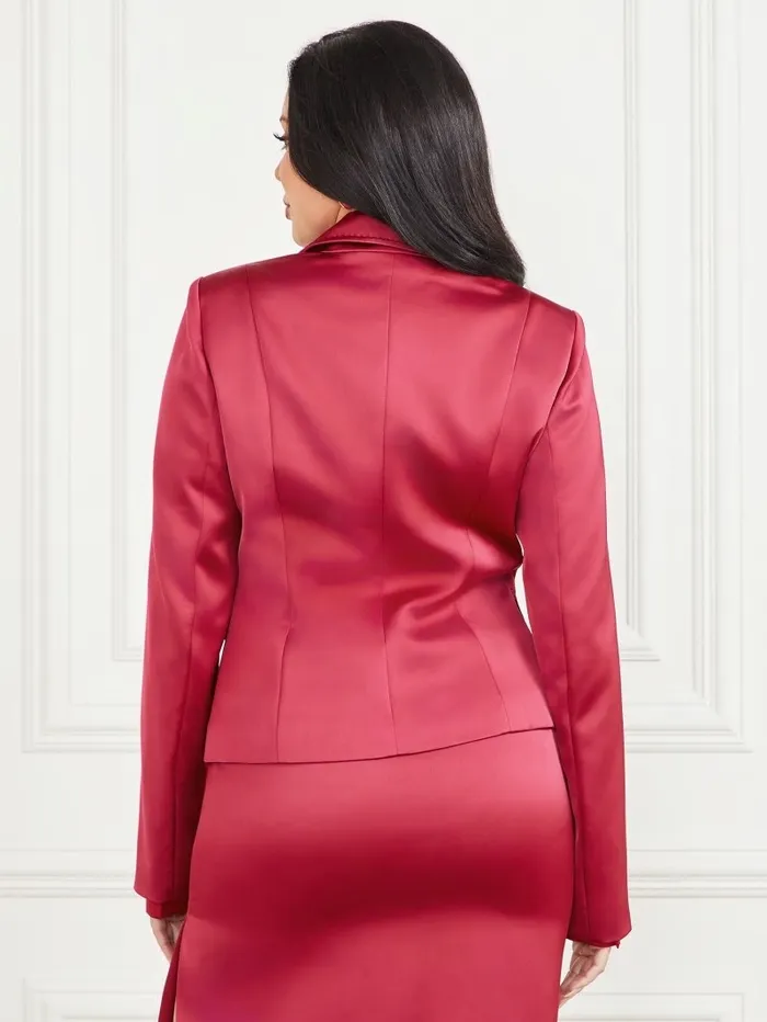 Jackets and Coats GUESS Women Corsage Solid Satin Blazer Viva Pink Jackets and Coats GUESS Women Corsage Solid Satin Blazer Viva Pink