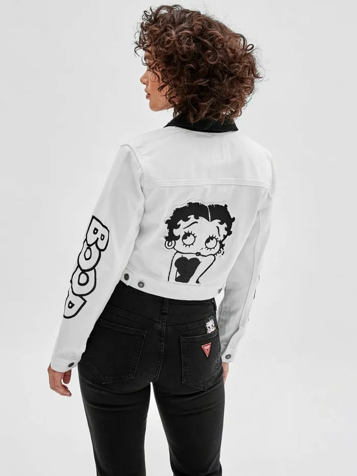 Jackets and Coats GUESS Women GUESS Originals x Betty Boop Cropped Denim Jacket Go Ecru Wash Jackets and Coats GUESS Women GUESS Originals x Betty Boop Cropped Denim Jacket Go Ecru Wash