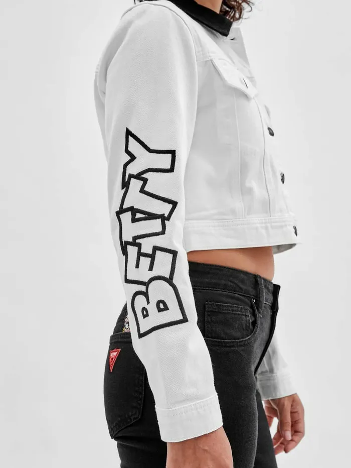 Jackets and Coats GUESS Women GUESS Originals x Betty Boop Cropped Denim Jacket Go Ecru Wash Jackets and Coats GUESS Women GUESS Originals x Betty Boop Cropped Denim Jacket Go Ecru Wash