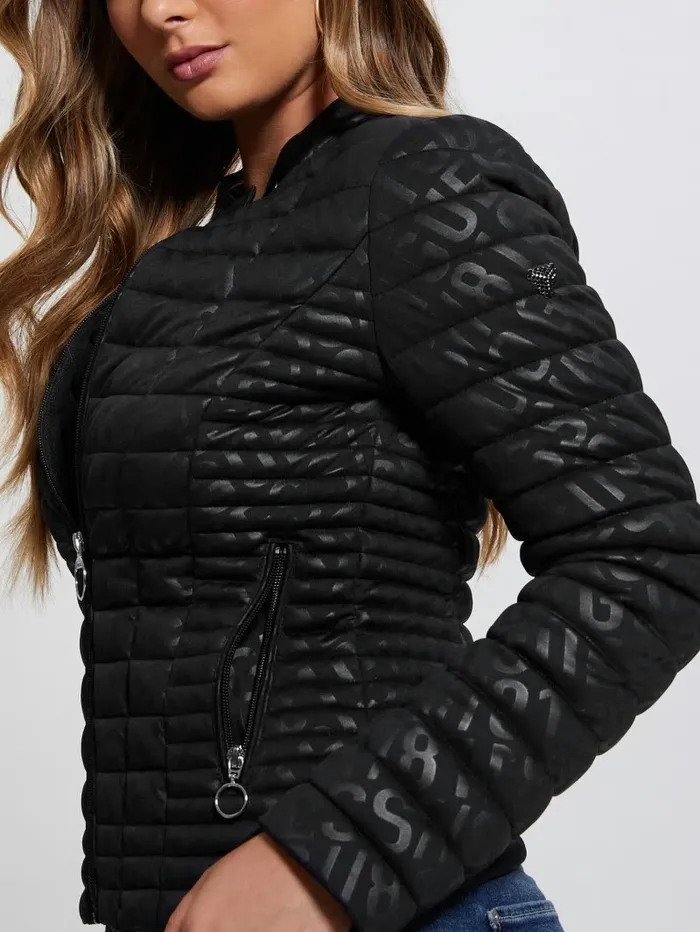 Jackets and Coats GUESS Women Vona Quilted Logo Jacket Black