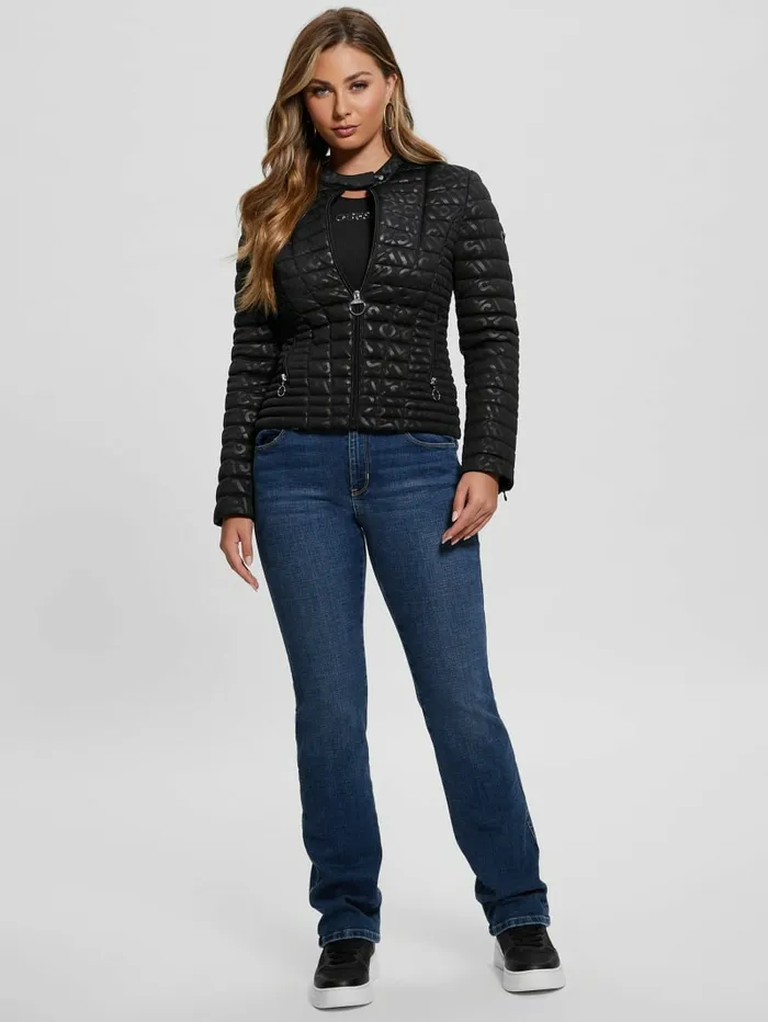 Jackets and Coats GUESS Women Vona Quilted Logo Jacket Black
