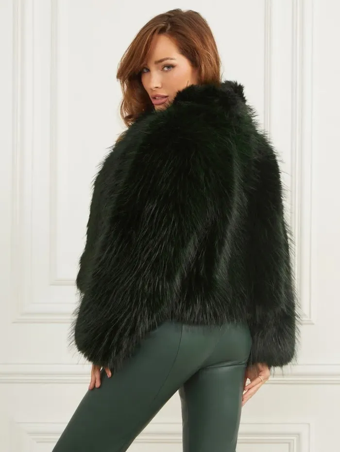 Jackets and Coats Lula FauxFur Coat Dark Tormalite Multi 8211 GUESS Women Jackets and Coats Lula FauxFur Coat Dark Tormalite Multi 8211 GUESS Women