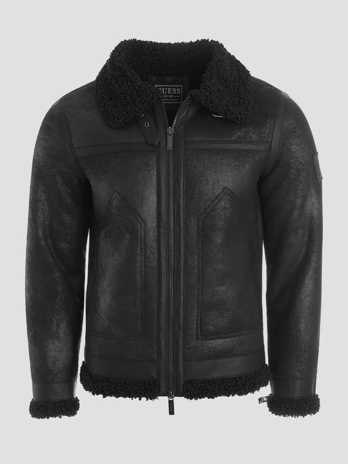 Jackets and Coats Men GUESS Eco FauxShearling Jacket Black Jackets and Coats Men GUESS Eco FauxShearling Jacket Black