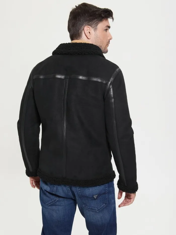 Jackets and Coats Men GUESS Eco FauxShearling Jacket Black Jackets and Coats Men GUESS Eco FauxShearling Jacket Black