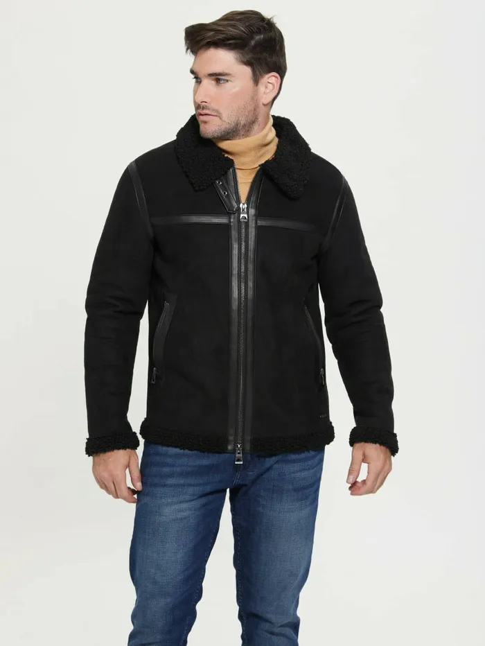 Jackets and Coats Men GUESS Eco FauxShearling Jacket Black Jackets and Coats Men GUESS Eco FauxShearling Jacket Black
