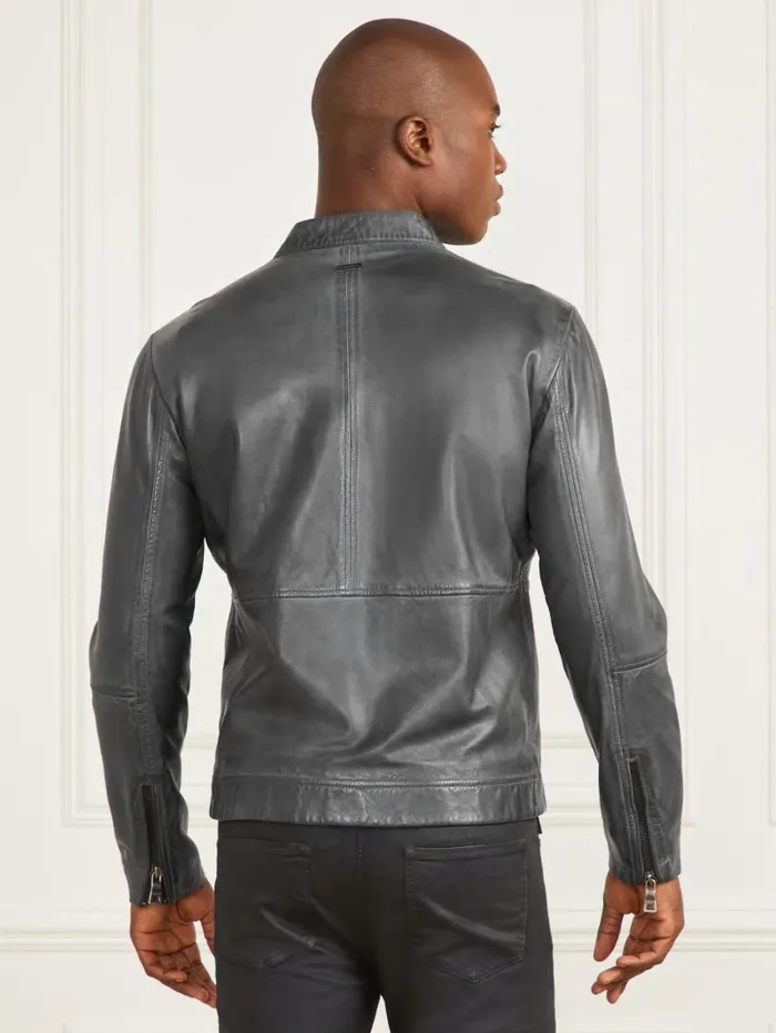 Jackets and Coats Men Leather Biker Jacket Black GUESS