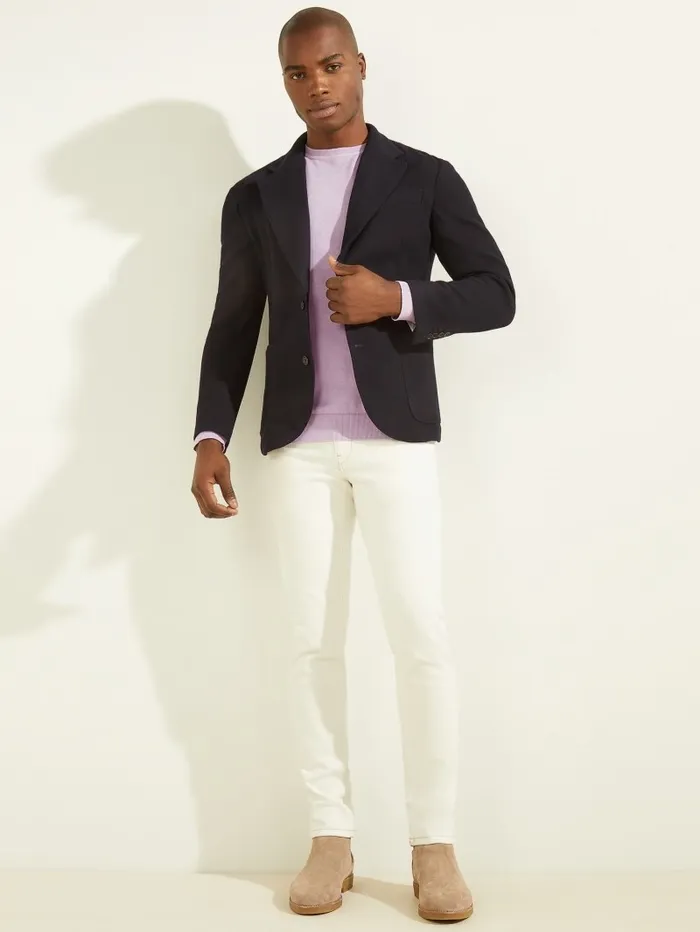 Jackets and Coats Men Slim Patch Pocketed Blazer Silk Blue GUESS Jackets and Coats Men Slim Patch Pocketed Blazer Silk Blue GUESS