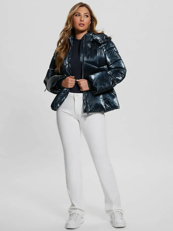 Jackets and Coats Women GUESS Paloma Nylon Puffer Hooded Jacket Navy Fiord Multi Jackets and Coats Women GUESS Paloma Nylon Puffer Hooded Jacket Navy Fiord Multi