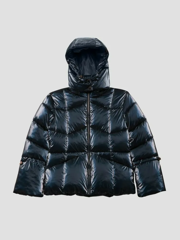Jackets and Coats Women GUESS Paloma Nylon Puffer Hooded Jacket Navy Fiord Multi Jackets and Coats Women GUESS Paloma Nylon Puffer Hooded Jacket Navy Fiord Multi