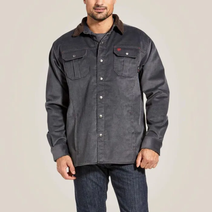 Jackets and Vests Men Ariat FR DuraStretch Sherpalined Corduroy Shirt Jacket Iron Grey Jackets and Vests Men Ariat FR DuraStretch Sherpalined Corduroy Shirt Jacket Iron Grey