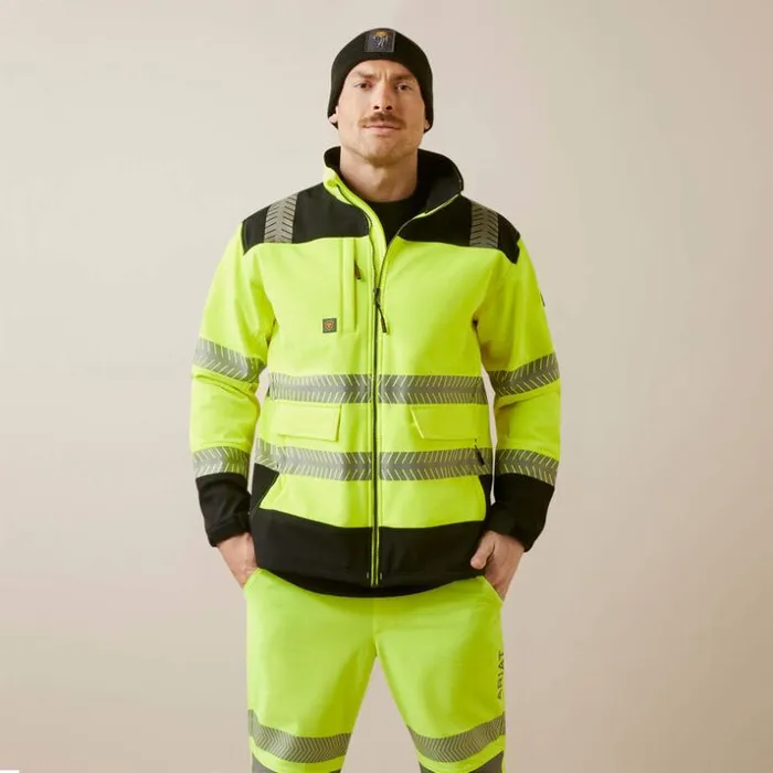Jackets and Vests Men Ariat Rebar HiVis Softshell Jacket Hivis Yellow