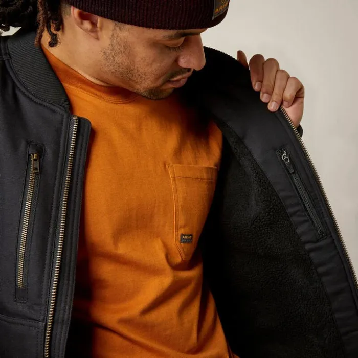 Jackets and Vests Men Ariat Rebar Stretch Canvas Bomber Jacket Black Jackets and Vests Men Ariat Rebar Stretch Canvas Bomber Jacket Black
