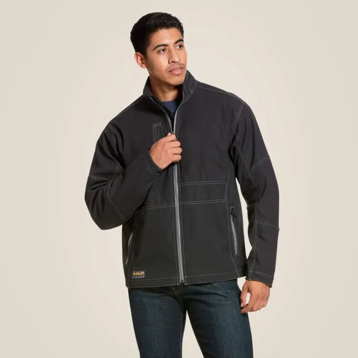 Jackets and Vests Men Ariat Rebar Stretch Canvas Softshell Jacket Black