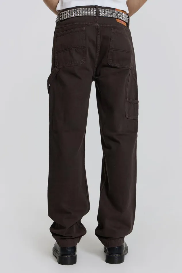 Jaded London Baggy Jeans Men Brown Carpenter Jeans In Skate Fit