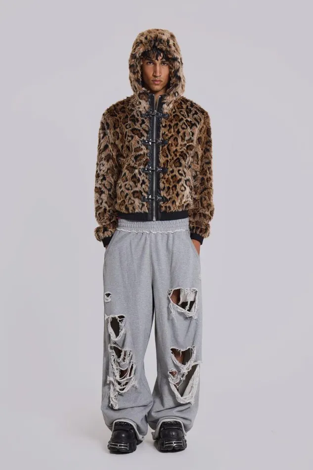 Jaded London Baggy Joggers and Sweatpants WomenUnisex Distressed Grey Marl Baggy Monster Joggers Grey