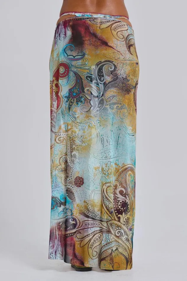 Jaded London Beach Skirts and Dresses Women Daria Mesh Maxi Sarong Skirt With Beaded Trim Multi