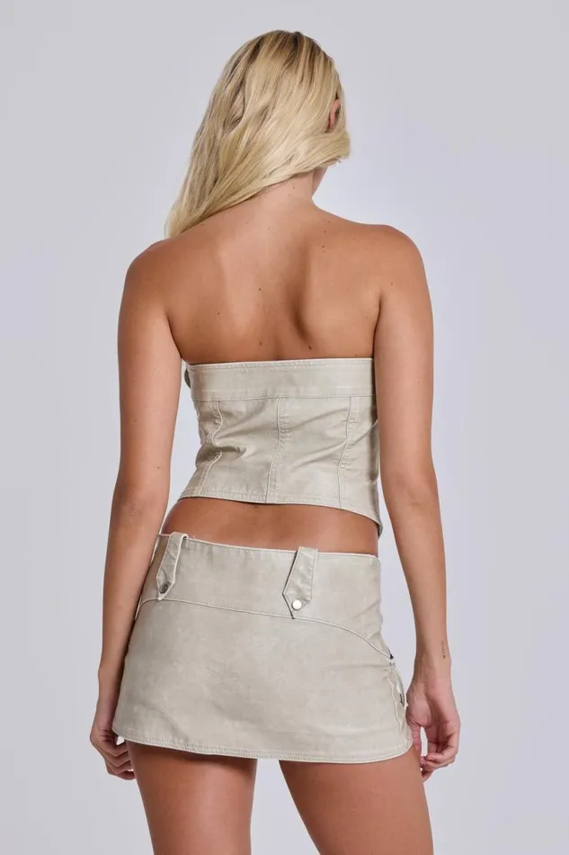 Jaded London CoOrds Women Axel Faux Leather Corset Top Cream