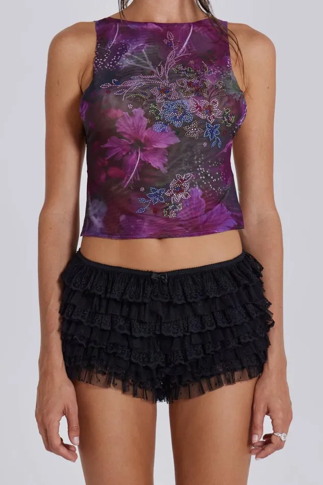 Jaded London CoOrds Women Black Rhea Lace Bloomer Shorts Black