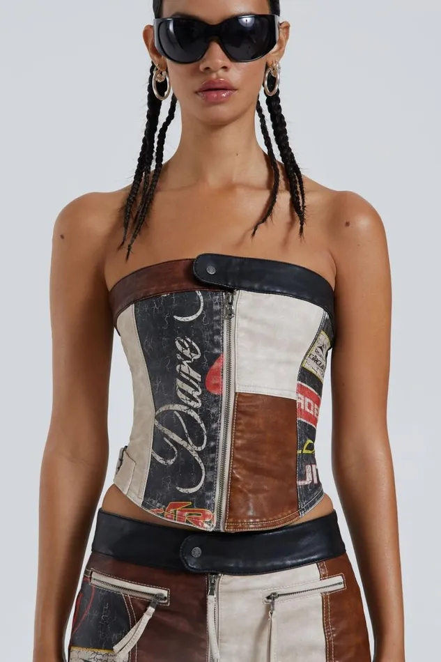 Jaded London CoOrds Women Daytona Vegan Leather Corset Top Multi
