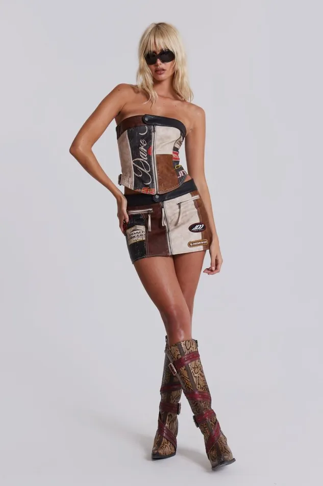 Jaded London CoOrds Women Daytona Vegan Leather Corset Top Multi