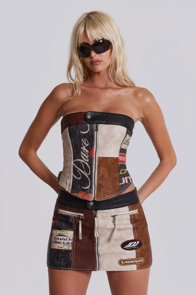 Jaded London CoOrds Women Daytona Vegan Leather Corset Top Multi