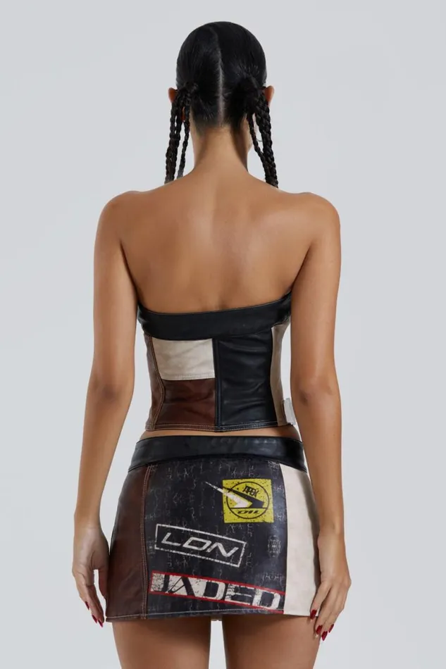 Jaded London CoOrds Women Daytona Vegan Leather Corset Top Multi