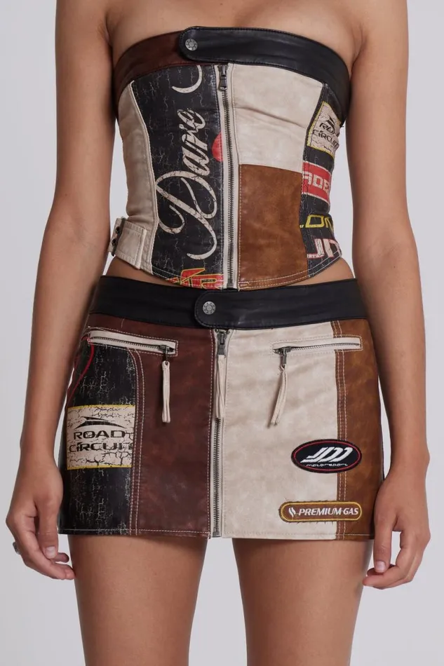 Jaded London CoOrds Women Daytona Vegan Leather Corset Top Multi