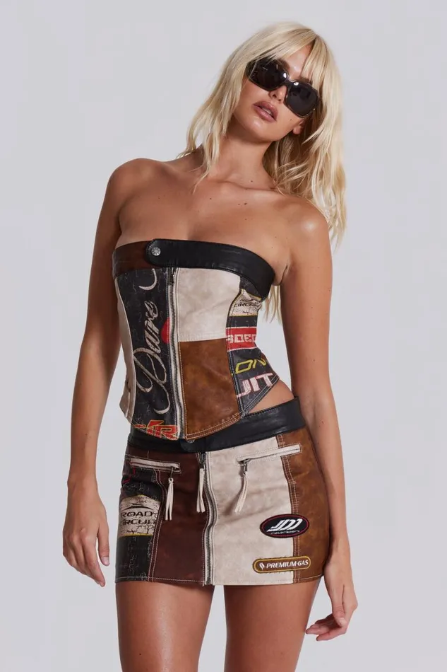 Jaded London CoOrds Women Daytona Vegan Leather Corset Top Multi