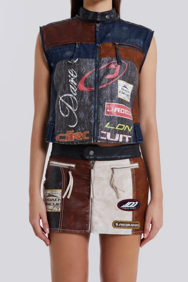 Jaded London CoOrds Women Daytona Zip Off Sleeve Moto Jacket Multi