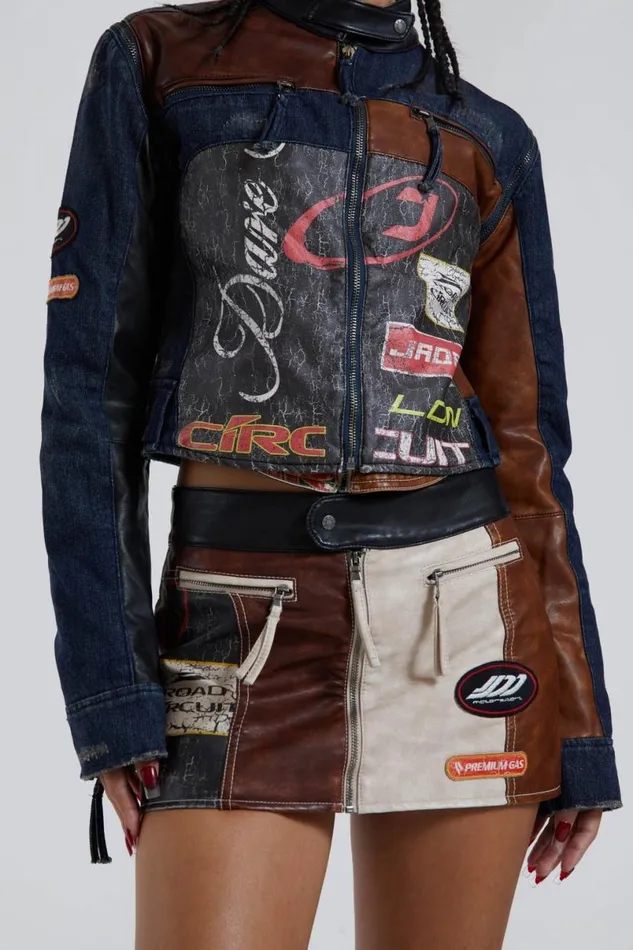 Jaded London CoOrds Women Daytona Zip Off Sleeve Moto Jacket Multi