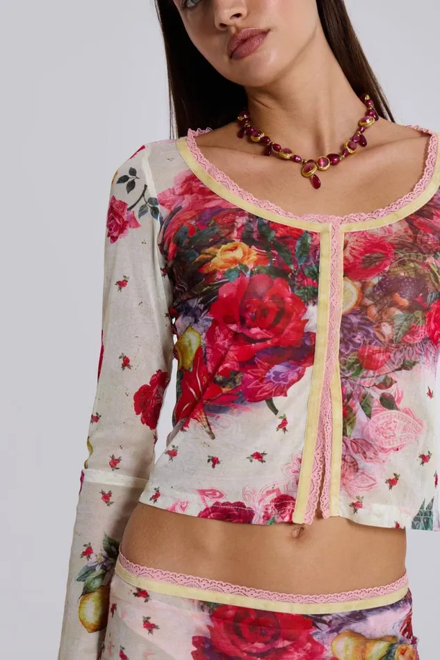 Jaded London CoOrds Women Giara Mesh Cardigan Floral