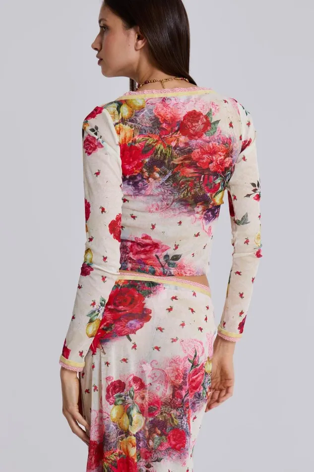 Jaded London CoOrds Women Giara Mesh Cardigan Floral