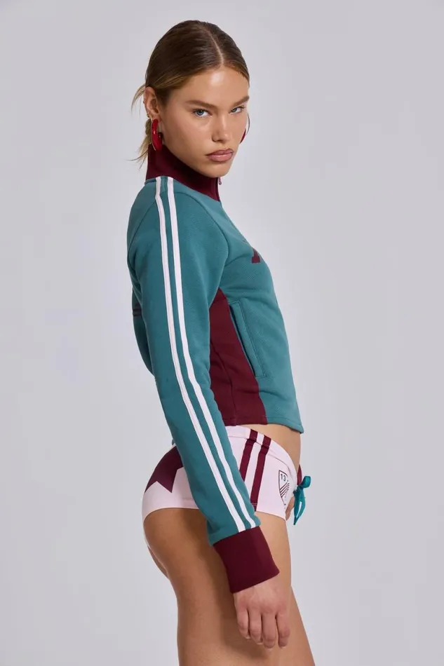 Jaded London CoOrds Women Teal Green No13 Football Track Top Greenburgundy