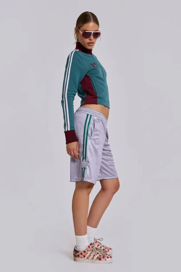 Jaded London CoOrds Women Teal Green No13 Football Track Top Greenburgundy