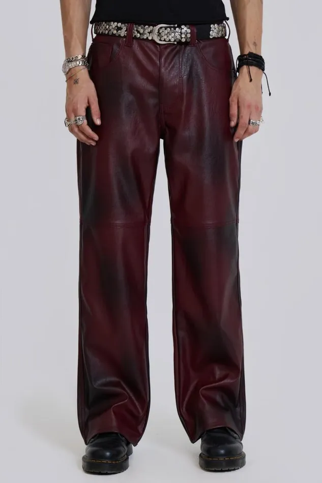 Jaded London CoOrds WomenUnisex Oxblood Faux Leather Pants Red