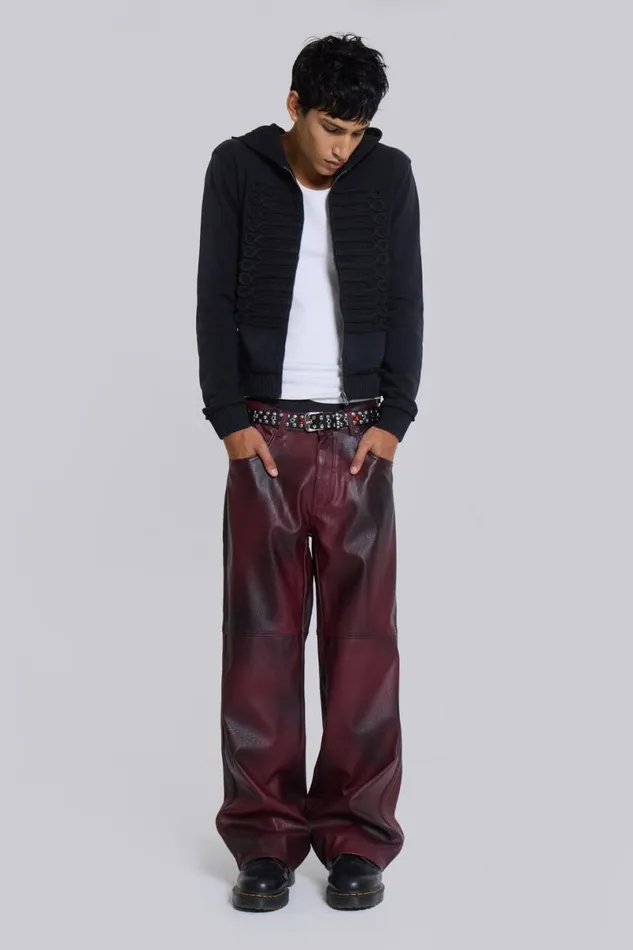 Jaded London CoOrds WomenUnisex Oxblood Faux Leather Pants Red