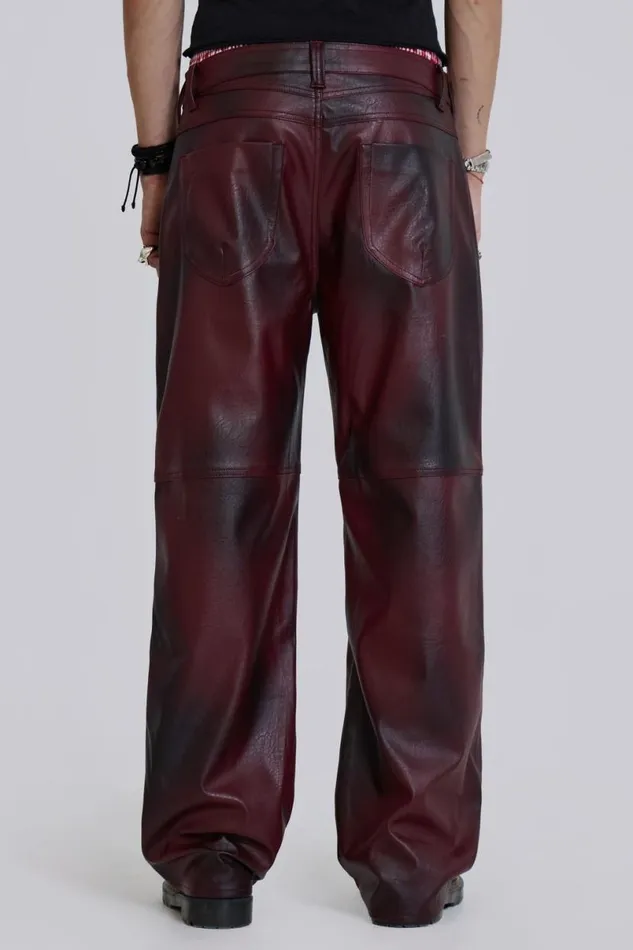 Jaded London CoOrds WomenUnisex Oxblood Faux Leather Pants Red