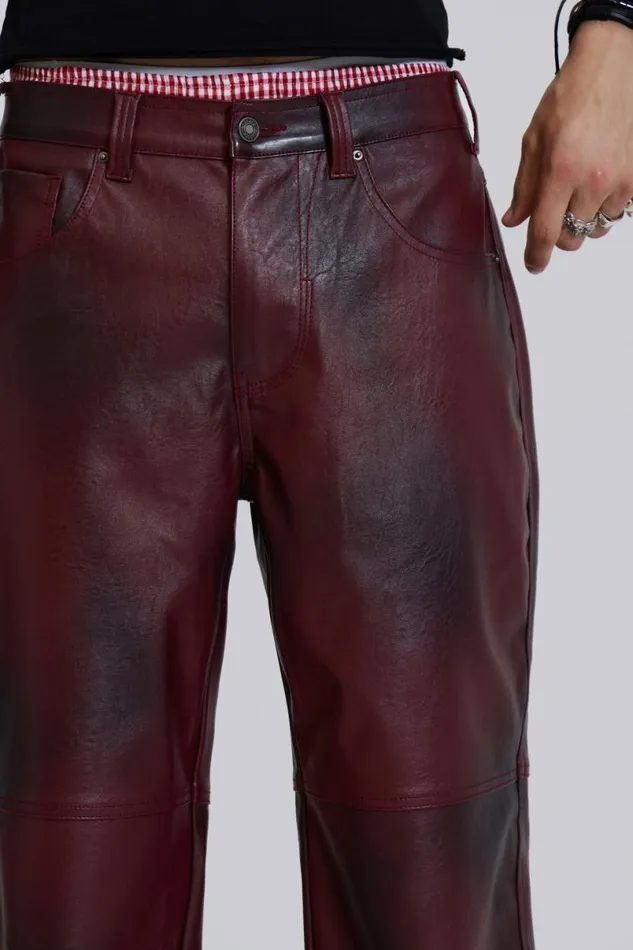Jaded London CoOrds WomenUnisex Oxblood Faux Leather Pants Red