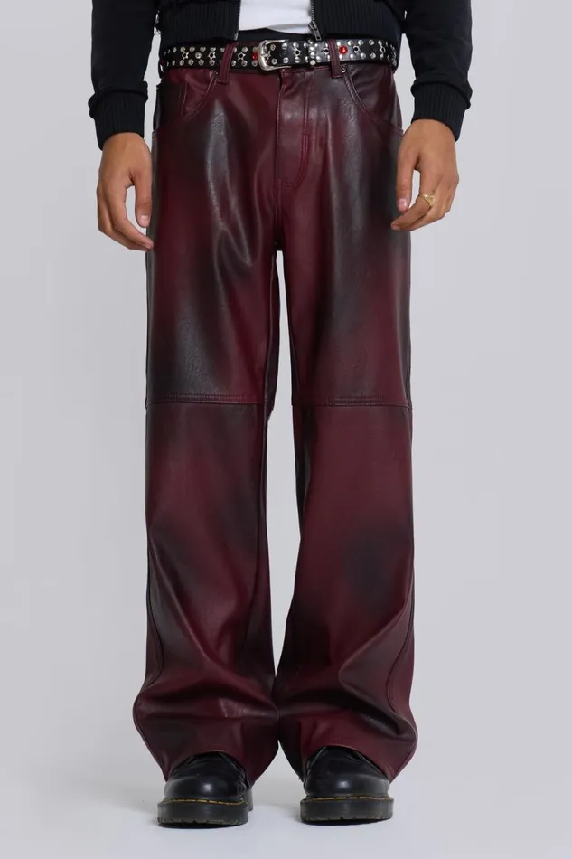Jaded London CoOrds WomenUnisex Oxblood Faux Leather Pants Red