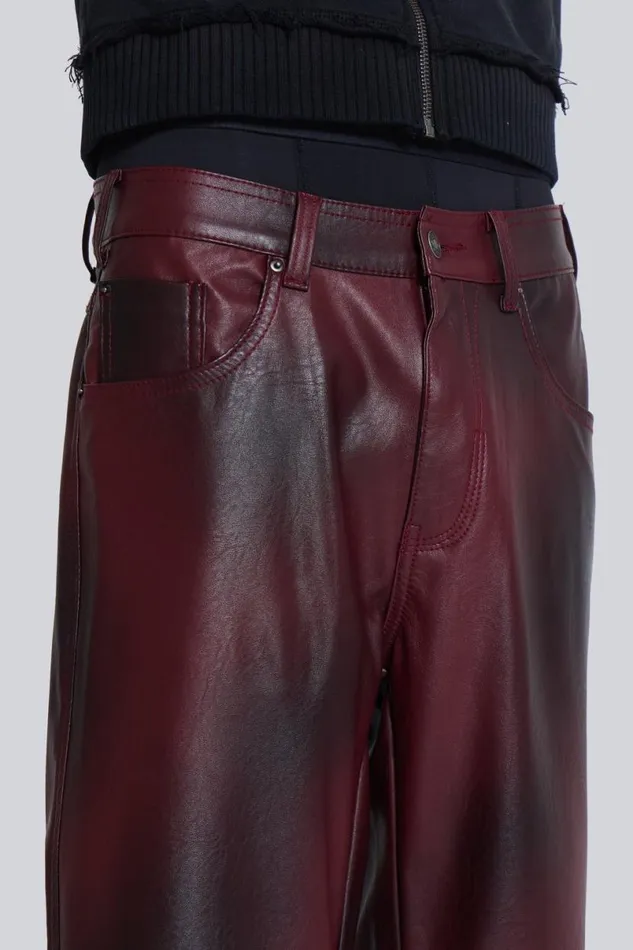 Jaded London CoOrds WomenUnisex Oxblood Faux Leather Pants Red