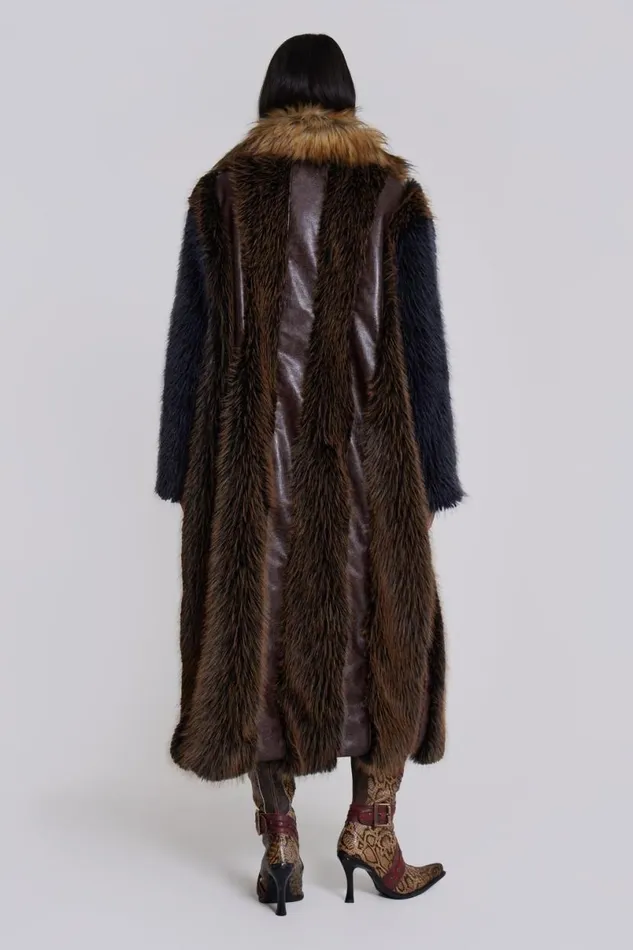 Jaded London Coats Women Agatha Brown Faux Fur Coat Brown