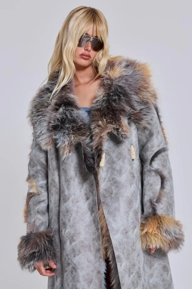 Jaded London Coats Women Alpha Faux Shearling Coat Multi