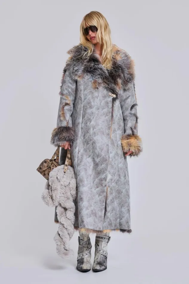 Jaded London Coats Women Alpha Faux Shearling Coat Multi