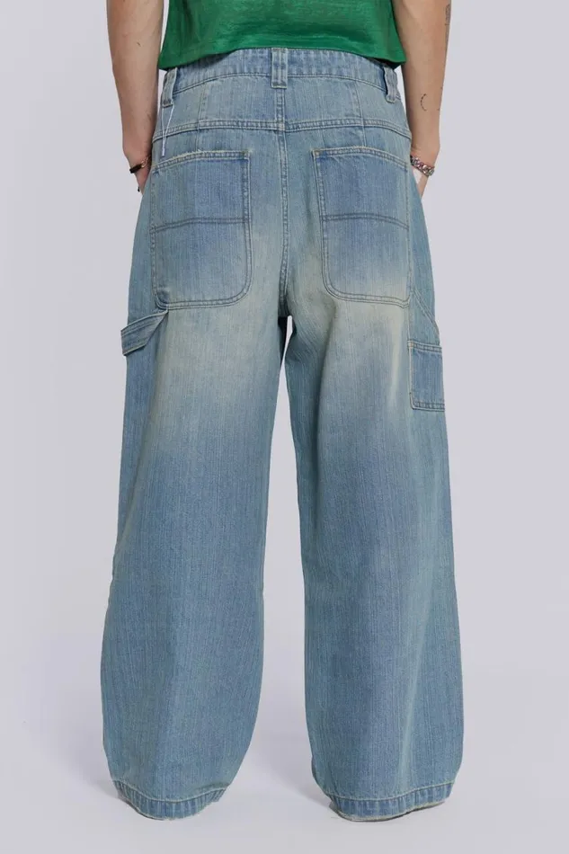 Jaded London Colossus Jeans Men Light Wash Colossus Carpenter Jeans Blue