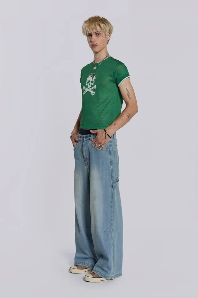 Jaded London Colossus Jeans Men Light Wash Colossus Carpenter Jeans Blue