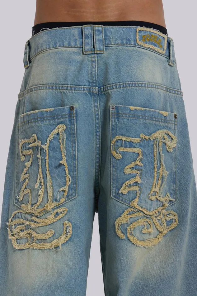 Jaded London Colossus Jeans Men Light Wash JL Colossus Jeans Blue