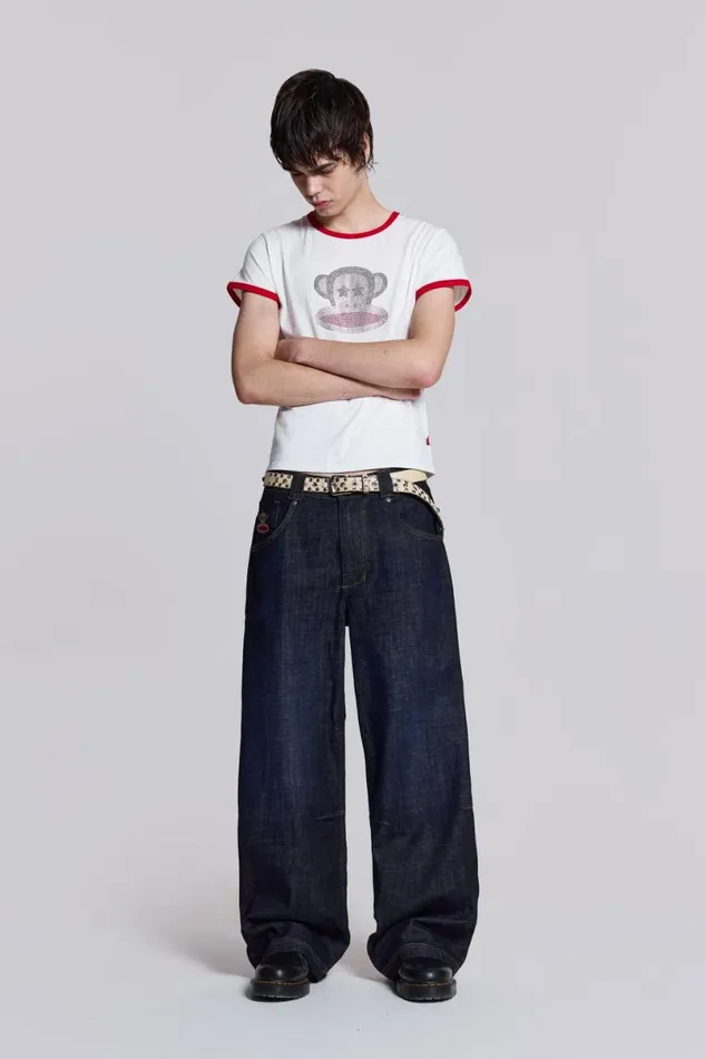 Jaded London Colossus Jeans Men Paul Frank Spell Out Colossus Jeans Blue